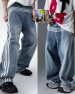 Baggie White strip Jeans
